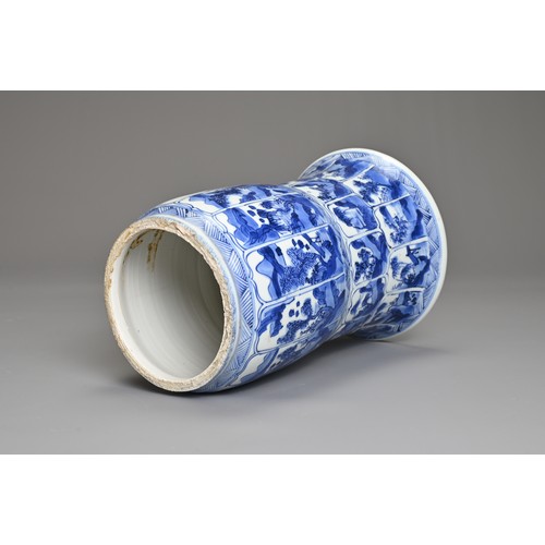 99 - A CHINESE BLUE AND WHITE PORCELAIN VASE, PLUS TWO OTHERS. To include a lower section of a Kangxi gu ... 