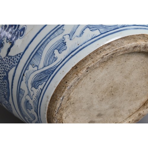 51 - A GOOD LARGE PAIR OF CHINESE BLUE AND WHITE PORCELAIN JARDINIÈRES, 19TH CENTURY. Heavily potted, dec... 