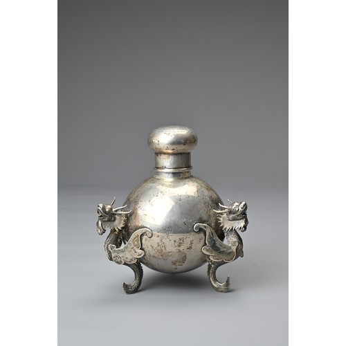 1 - A CHINESE EXPORT SILVER TEA CADDY, LUEN HING SHANGHAI, active c.1875 - 1930. Of globular form with t... 