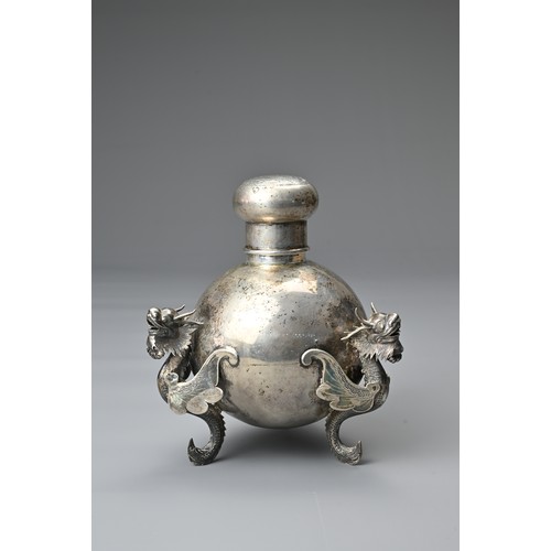 1 - A CHINESE EXPORT SILVER TEA CADDY, LUEN HING SHANGHAI, active c.1875 - 1930. Of globular form with t... 