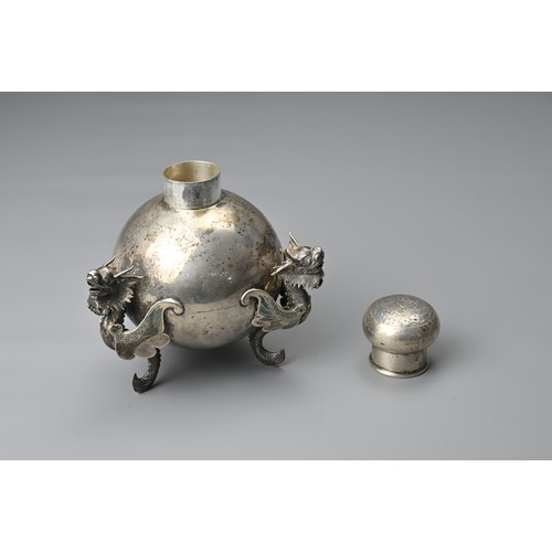 1 - A CHINESE EXPORT SILVER TEA CADDY, LUEN HING SHANGHAI, active c.1875 - 1930. Of globular form with t... 