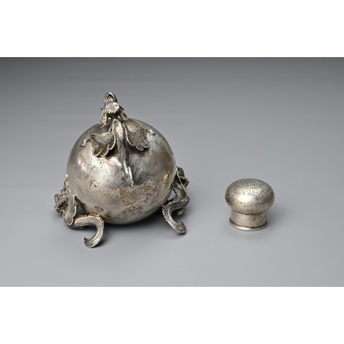 1 - A CHINESE EXPORT SILVER TEA CADDY, LUEN HING SHANGHAI, active c.1875 - 1930. Of globular form with t... 