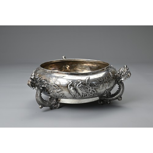 5 - A LARGE CHINESE EXPORT SILVER BOWL, WANG HING & COMPANY, active  c. 1854-1925. Of founded form with ... 