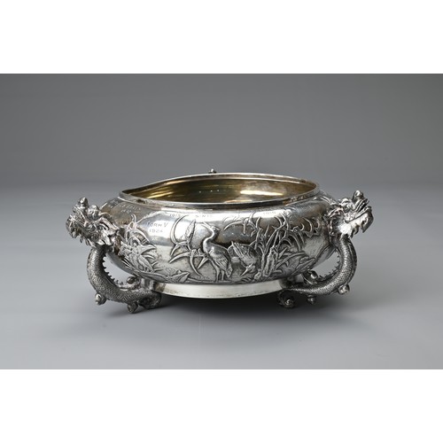 5 - A LARGE CHINESE EXPORT SILVER BOWL, WANG HING & COMPANY, active  c. 1854-1925. Of founded form with ... 