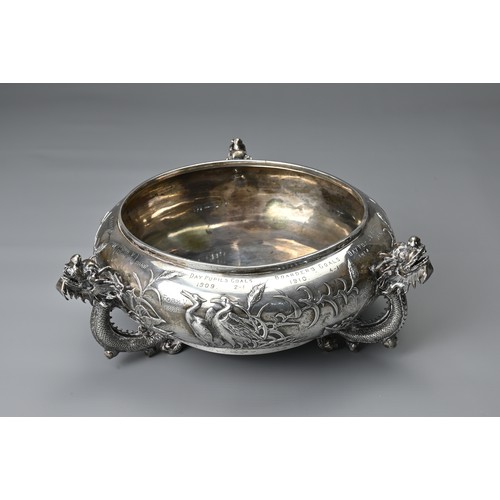 5 - A LARGE CHINESE EXPORT SILVER BOWL, WANG HING & COMPANY, active  c. 1854-1925. Of founded form with ... 