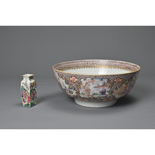 43 - TWO CHINESE PORCELAIN ITEMS, 18/19TH CENTURY. To include a Qianlong export punch bowl decorated with... 