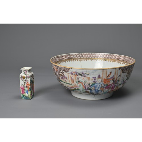 43 - TWO CHINESE PORCELAIN ITEMS, 18/19TH CENTURY. To include a Qianlong export punch bowl decorated with... 