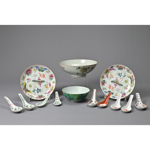 66 - A GROUP OF CHINESE PORCELAIN ITEMS, 19/20TH CENTURY. To include a pair of famille rose enamelled but... 