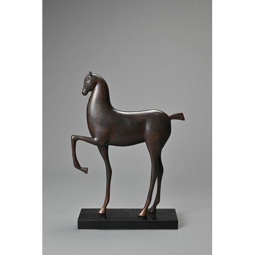 AN ART DECO STYLE BRONZE MODEL OF A HORSE, PROBABLY 20TH CENTURY