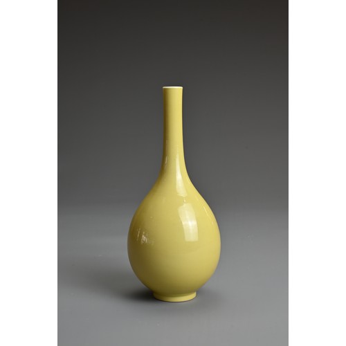 41 - A FINE CHINESE YELLOW GLAZED PORCELAIN BOTTLE VASE, REPUBLIC PERIOD OR EARLIER. Finely potted ovoid ... 