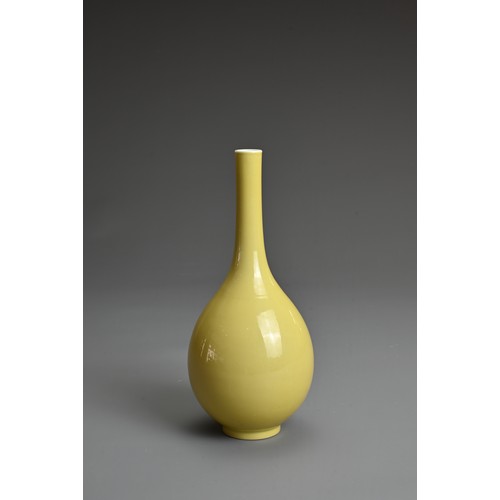 41 - A FINE CHINESE YELLOW GLAZED PORCELAIN BOTTLE VASE, REPUBLIC PERIOD OR EARLIER. Finely potted ovoid ... 