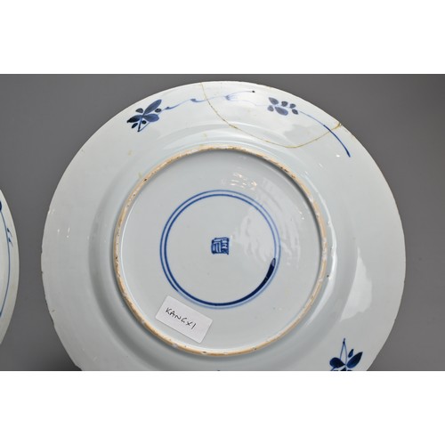 17 - TWO CHINESE BLUE AND WHITE PORCELAIN DISHES, 18TH CENTURY. The first decorated with two pheasants pe... 