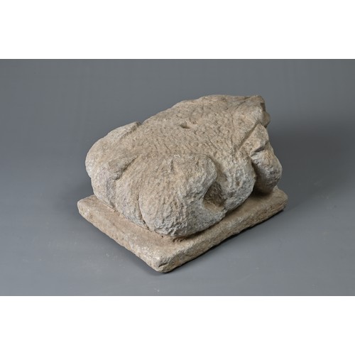 185 - A RARE CHINESE EASTERN HAN DYNASTY STONE TOAD MONEY TREE BASE. An extremely rare toad-shaped pedesta... 