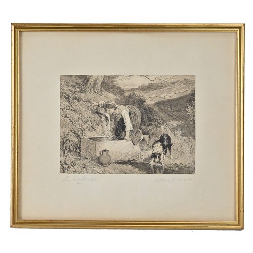 376 - ARTHUR E. COOMBE AFTER MYLES BIRKETT FOSTER (1825-1899) - 'Girl by the Stream with Sheepdog', engrav... 