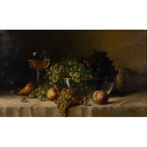 365 - Sebastiaan Theodorus Voorn Boers (1828-1893) - Still Life with Fruit and Wine Glass with Twisted Ste... 