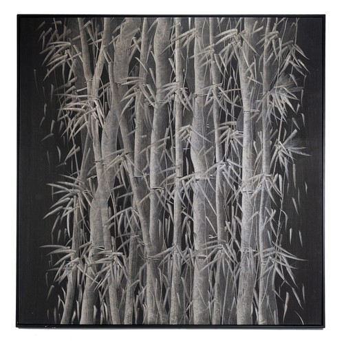 341 - DAFEN SCHOOL, CONTEMPORARY - Bamboo Trees, black oil paint with silver underpainting, 100 x 100 cm, ... 