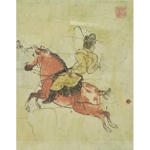 354 - TWO CHINESE ARTWORKS, to include: 19th/20th century painting of a figure in the garden, ink on paper... 