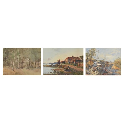 375 - THREE 19TH-20TH CENTURY WATERCOLOURS BY DIFFERENT ARTISTS, to include: W.H. Finch - Figures and boat... 