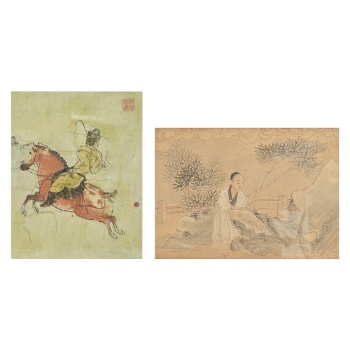 354 - TWO CHINESE ARTWORKS, to include: 19th/20th century painting of a figure in the garden, ink on paper... 