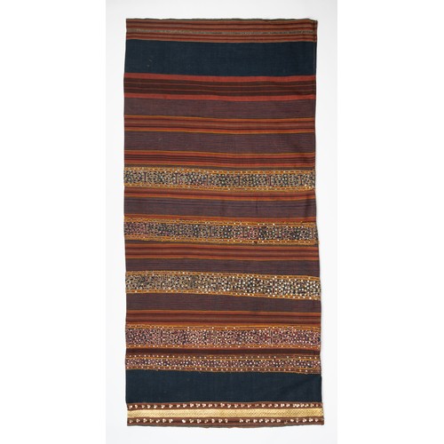 321 - AN INDONESIAN SUMATRAN LAMPUNG CEREMONIAL GOLD THREAD TAPIS SARONG, EARLY 20TH CENTURY. Embroidered ... 