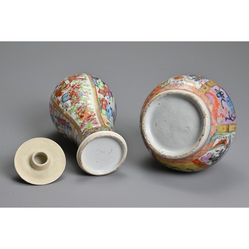 53 - TWO CHINESE PORCELAIN ITEMS, 18/19TH CENTURY. To include a famille rose decorated baluster vase and ... 