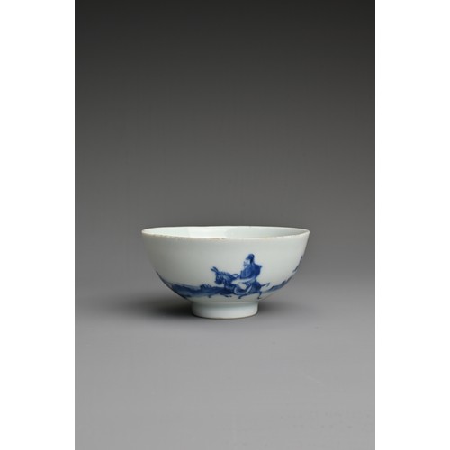 175 - A CHINESE BLUE AND WHITE PORCELAIN BOWL, 18TH CENTURY. Finely potted rounded body on a straight foot... 