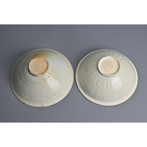 142 - TWO CHINESE QINGBAI WARE BOWLS, SOUTHERN SONG DYNASTY (1127–1279). One with petal decoration to the ... 