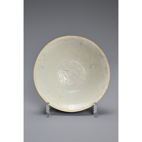 170 - A CHINESE LONGQUAN BOWL, SONG DYNASTY. Of flared form, with everted rim in pale greyish glaze, the c... 