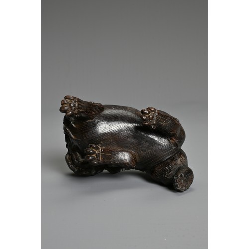 249 - JAPANESE CARVED WOOD MODEL OF A MYTHICAL BEAST, 19TH/20TH CENTURY, in prowling pose, carved with det... 