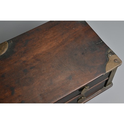 214 - A CHINESE CHICKEN WING WOOD RECTANGULAR SCALE BOX, JICHIMU. 19/20TH CENTURY. Two drawer compartments... 