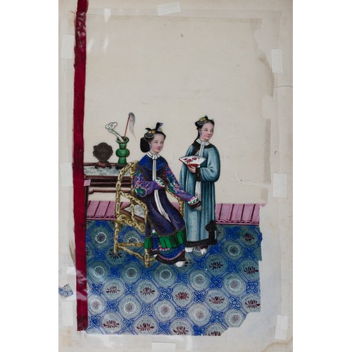 192 - NINE CHINESE PITH PAINTINGS, QING DYNASTY - An album containing eight paintings of court officials a... 