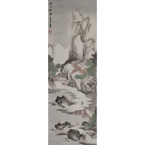 351 - FOUR 20TH/21ST CENTURY CHINESE HANGING SCROLL PAINTINGS AND PRINTS, to include: 'One Hundred Butterf... 