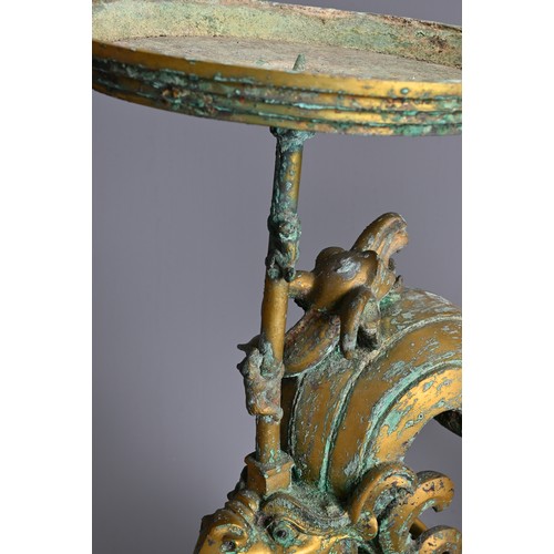 183 - A LARGE PAIR OF CHINESE ARCHAIC STYLE GILT BRONZE PHOENIX CANDLESTICKS. Elaborately cast in the form... 