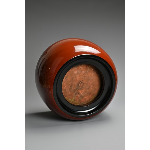 247 - A JAPANESE RED LACQUER HIBACHI, BY TANAKA KOYU, B.1939. With copper lined interior. Hibachi which tr... 