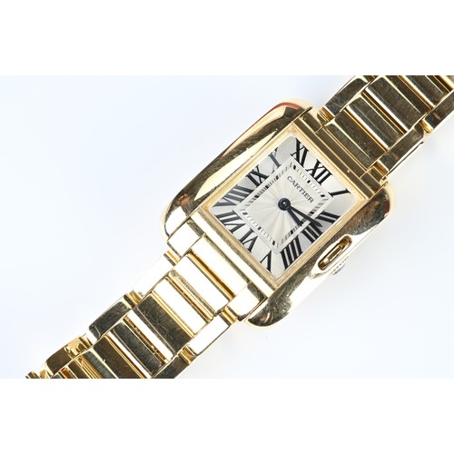 275 - CARTIER TANK ANGLAISE 18CT GOLD WATCH. Case size approx. 30mm by 25mm. Recently cleaned and polished... 