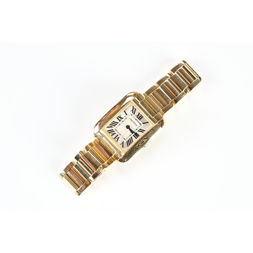 275 - CARTIER TANK ANGLAISE 18CT GOLD WATCH. Case size approx. 30mm by 25mm. Recently cleaned and polished... 