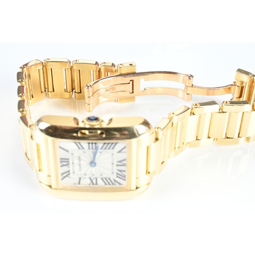 275 - CARTIER TANK ANGLAISE 18CT GOLD WATCH. Case size approx. 30mm by 25mm. Recently cleaned and polished... 