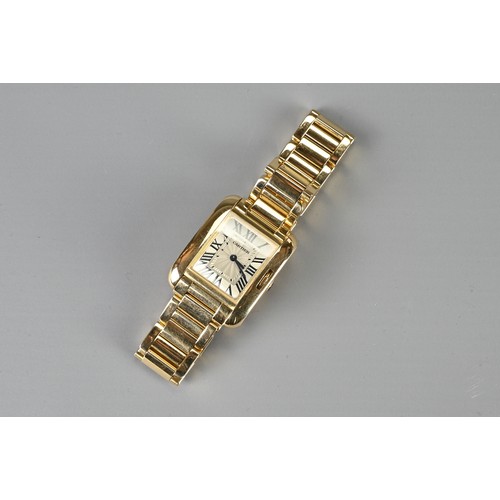 275 - CARTIER TANK ANGLAISE 18CT GOLD WATCH. Case size approx. 30mm by 25mm. Recently cleaned and polished... 