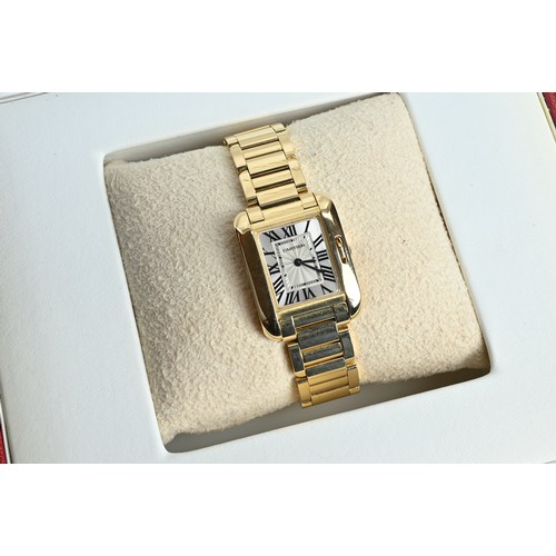 275 - CARTIER TANK ANGLAISE 18CT GOLD WATCH. Case size approx. 30mm by 25mm. Recently cleaned and polished... 