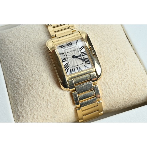 275 - CARTIER TANK ANGLAISE 18CT GOLD WATCH. Case size approx. 30mm by 25mm. Recently cleaned and polished... 