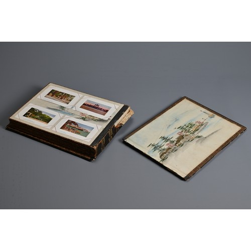 251 - A JAPANESE LACQUER PHOTOGRAPH ALBUM, EARLY 20TH CENTURY. The cover inlaid and painted featuring a bi... 