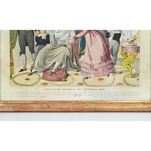 379 - TWO 19TH CENTURY FRENCH PRINTS, to include: 'Derniers Momens du General Foy' (1826), hand-coloured s... 