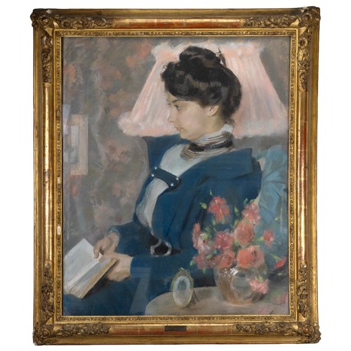 363 - FOLLOWER OF EVA GONZALÈS (French, 1849-1885) - Portrait of a lady holding a book, seated in profile ... 