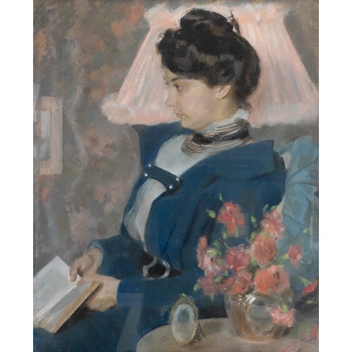 363 - FOLLOWER OF EVA GONZALÈS (French, 1849-1885) - Portrait of a lady holding a book, seated in profile ... 