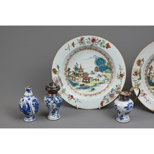 39 - A GROUP OF CHINESE PORCELAIN ITEMS, 18-20TH CENTURY. To include a pair of famille rose shallow bowls... 