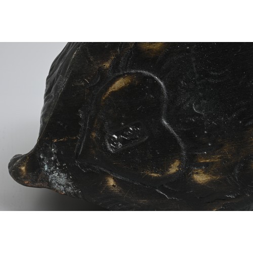 303 - A 20TH CENTURY JAPANESE BRONZE OKIMONO OF A MONKEY BY HIDEYAMA. Naturalistically modelled seated, wi... 