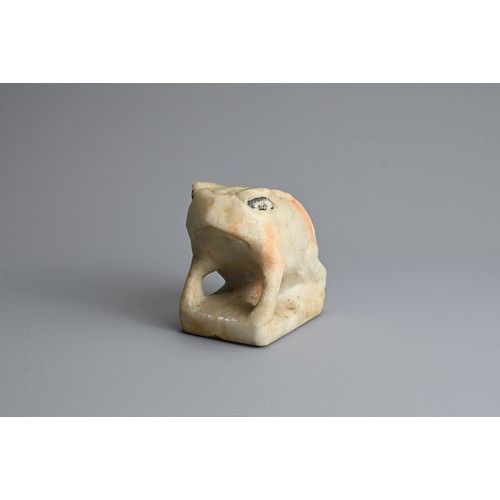 212 - A CHINESE WHITE MABLE MODEL OF A FROG, TANG DYNASTY OR LATER. Seated on a rectangular base with blac... 