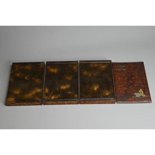 294 - A JAPANESE LATE MEIJI PERIOD-TAISHO, (LATE 19TH/EARLY 20TH CENTURY), THREE-TIER LACQUER RECTANGULAR ... 