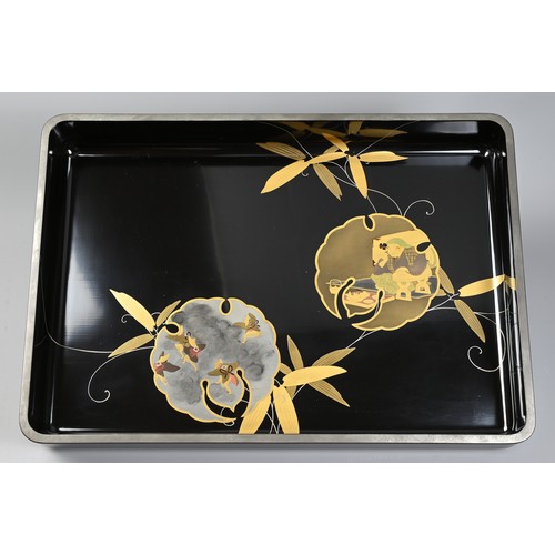 300 - A PAIR OF EARLY 20TH CENTURY JAPANESE NESTED LACQUER TRAYS BY TOKIWAYA KOHEI. Decorated in gold and ... 