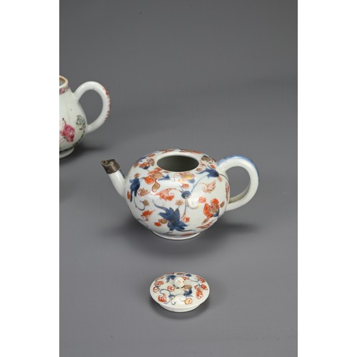 2 - FOUR CHINESE / JAPANESE PORCELAIN TEAPOTS, 18/19TH CENTURY. Each of varying forms decorated with fig... 